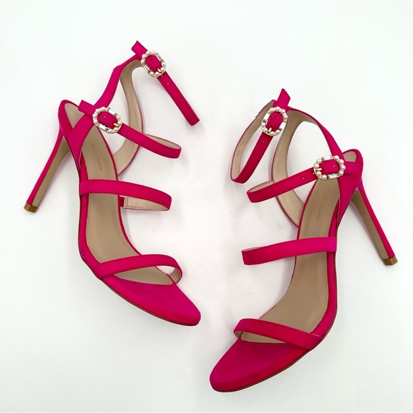 Stuart Weitzman Dazzle Gladiator 100 Sandal Suede Peonia Hot Pink - Picture 3 of 13